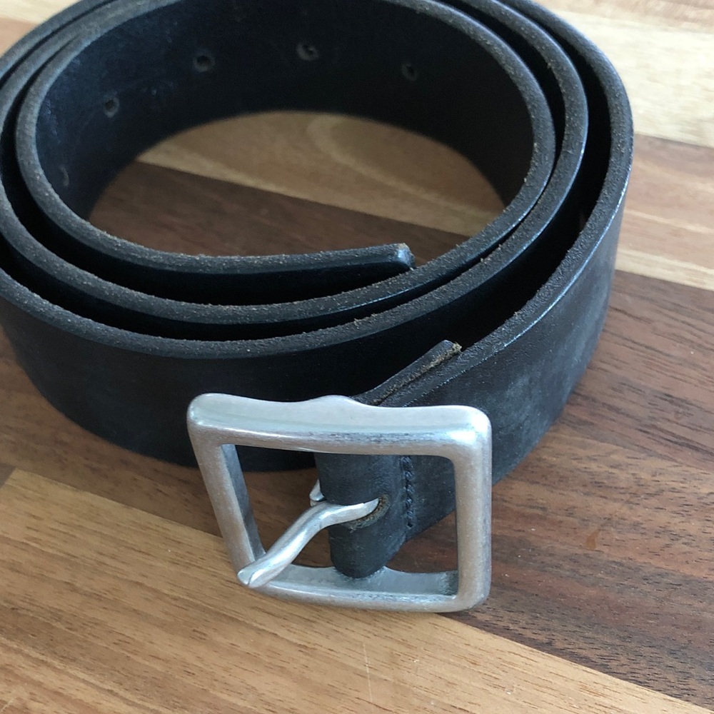 Banana Republic Black Leather Belt with Silver Buckle